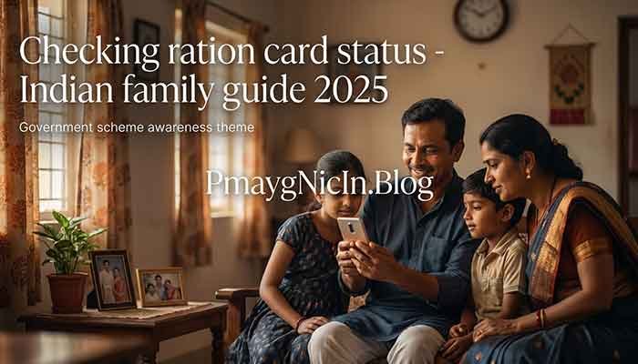 Family checking ration card status online in India
