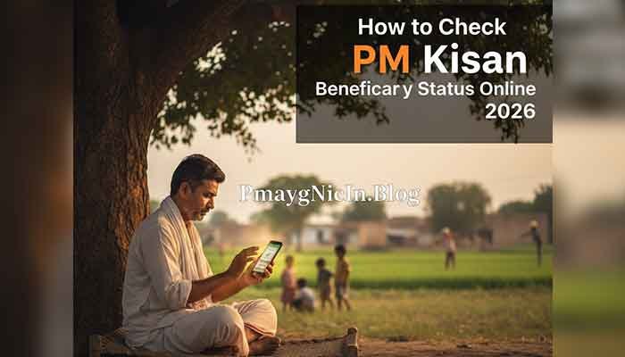 Farmer checking PM Kisan status on mobile phone