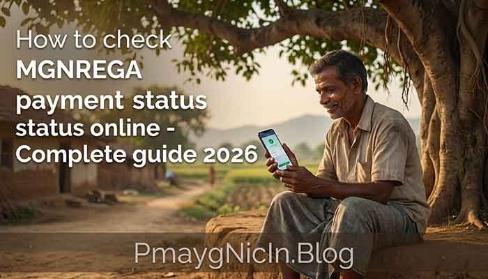 Rural worker checking MGNREGA payment status on mobile phone