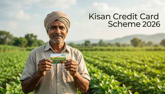 Indian farmer with Kisan Credit Card in agricultural field