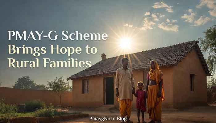 A family happy with their new home built under the PMAY-G scheme