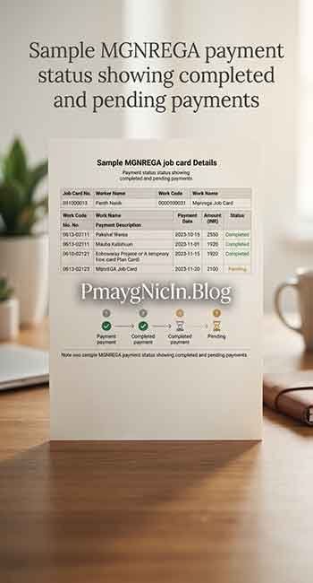 MGNREGA job card details displaying payment status and work history