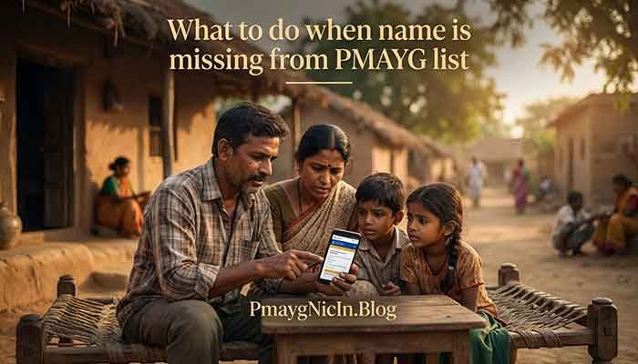 Family checking PMAY-G beneficiary list online